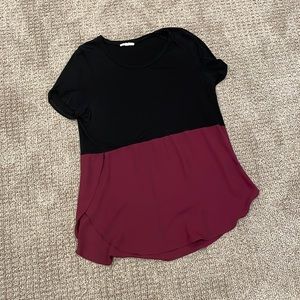 Black and maroon top